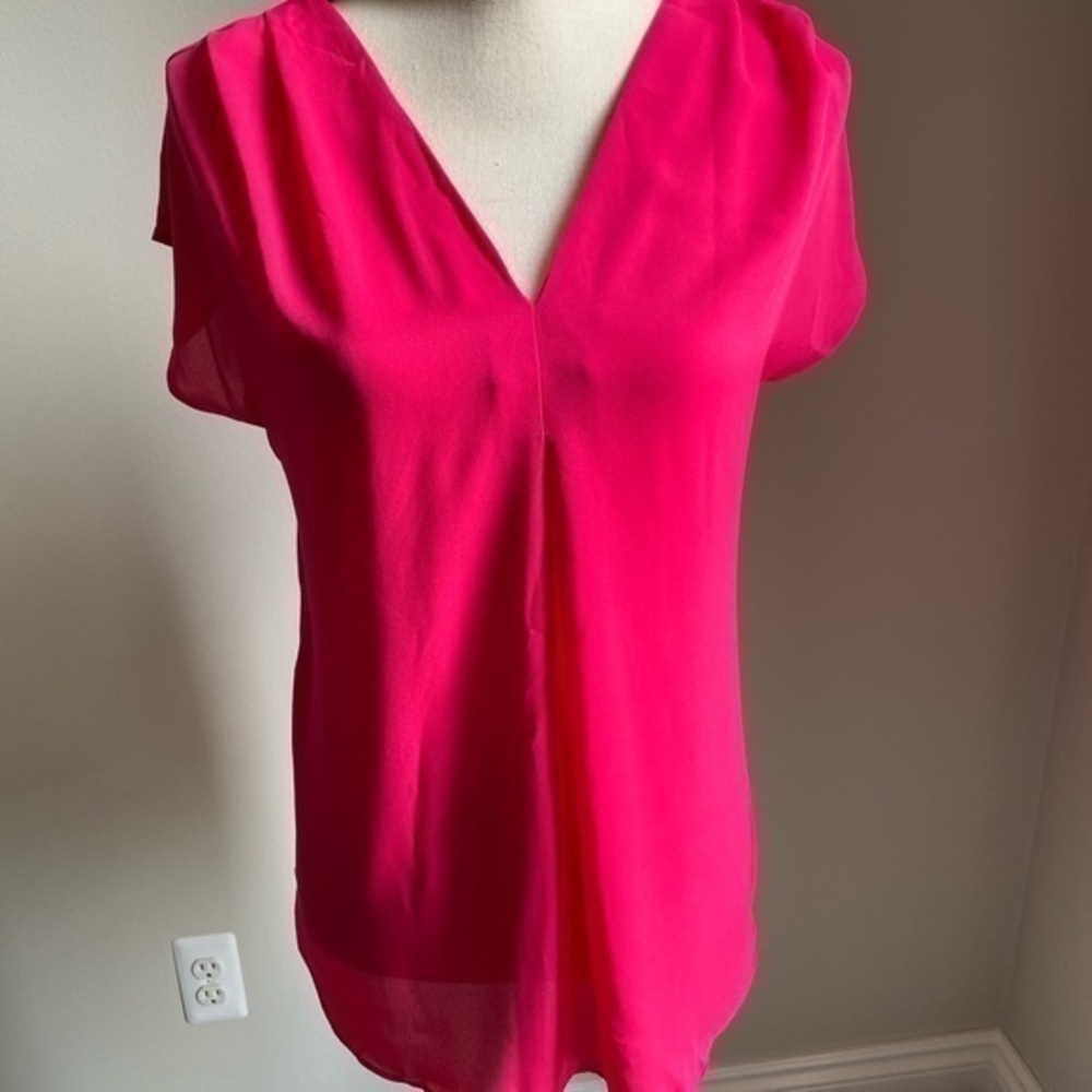INC Pink Inverted-Pleat V-Neck Top Size S NWT